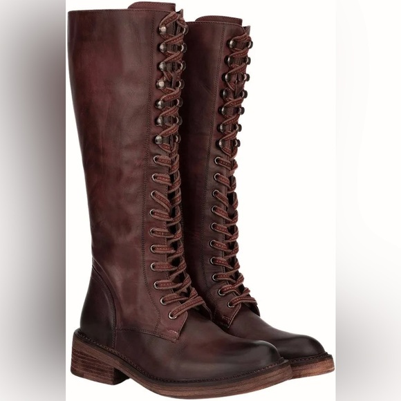 Stylish Burgundy Lace-Up Boots for Women size 10 - Picture 2 of 3